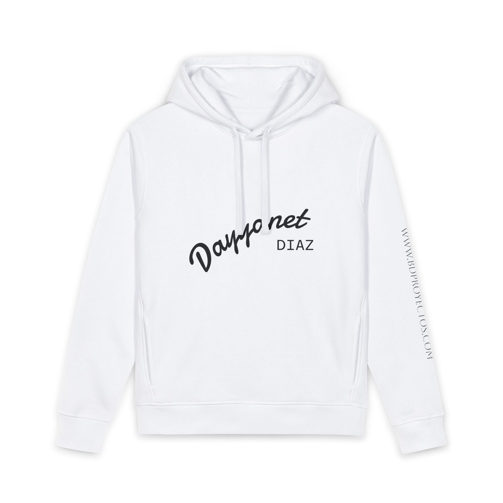Sudadera con capucha con logo de B&D Proyectos. Jersey orgánico con bolsillo lateral